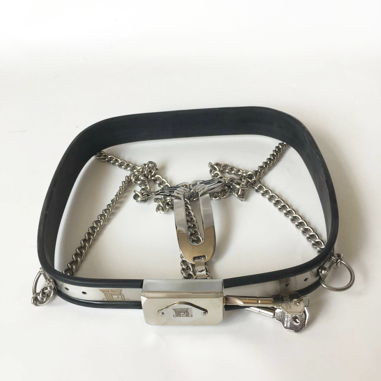 Female Metal Invisible Chastity Belt Device - Black - ChastityBondage