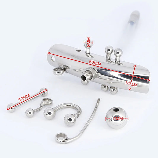 Female Chastity Lock with Urethral Catheter Labia and Charistinga Piercing Lips - ChastityBondage