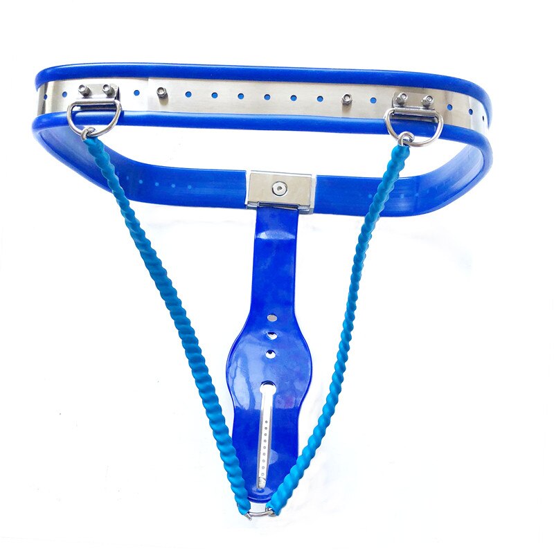 Y-Type Adjustable Chastity Belt For Women - Blue - ChastityBondage