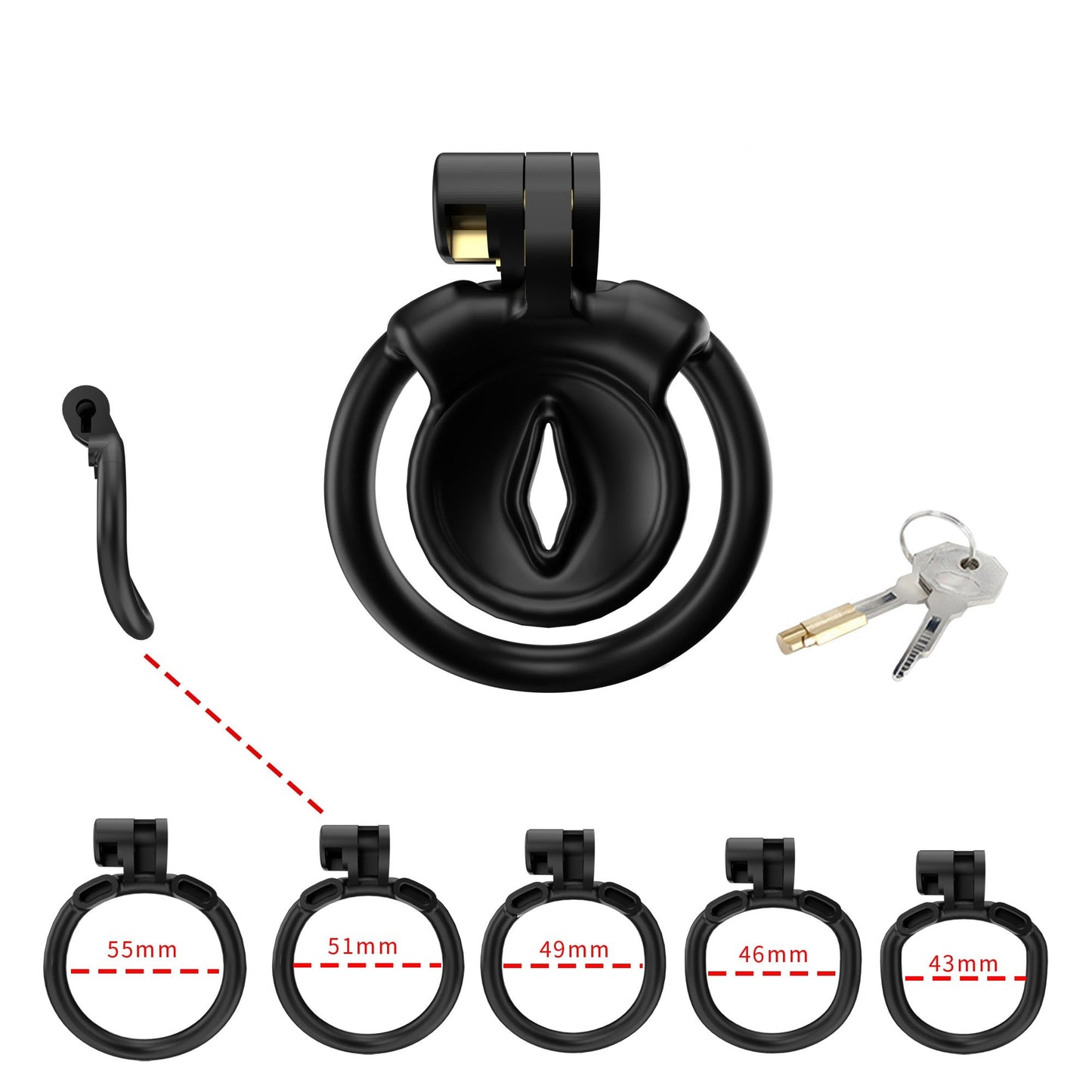 Ultra Small Sissy Negative Chastity Cage with 5 Size Rings - ChastityBondage