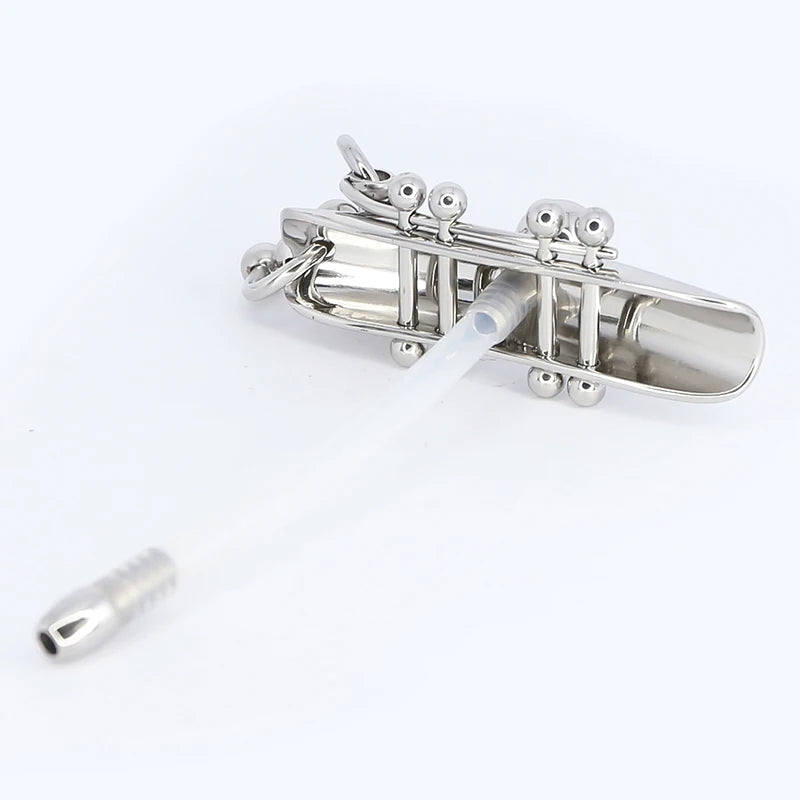Female Chastity Lock with Urethral Catheter Labia and Charistinga Piercing Lips - ChastityBondage