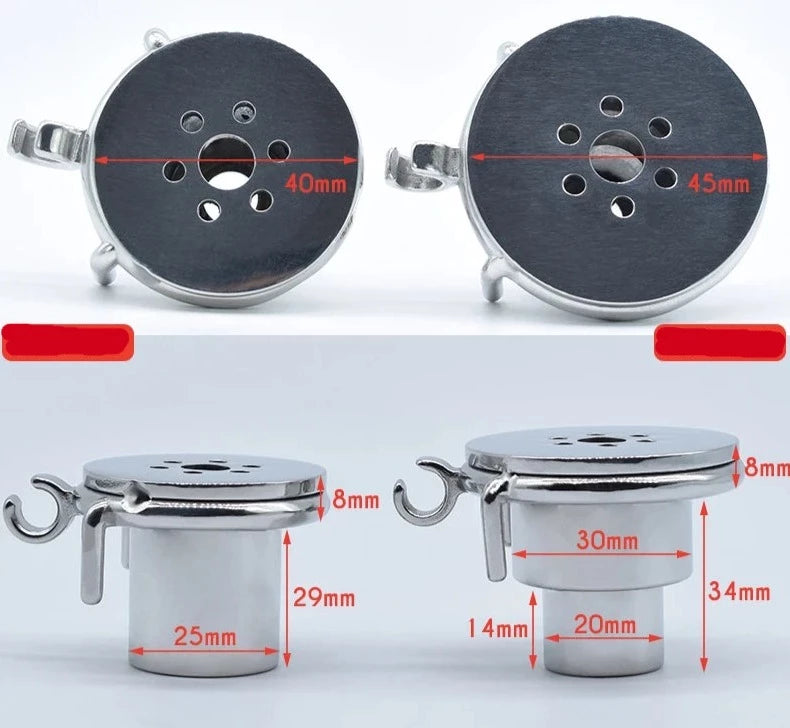 Stainless Steel Flat Inverted Chastity Cage with a Removable Catheter - ChastityBondage