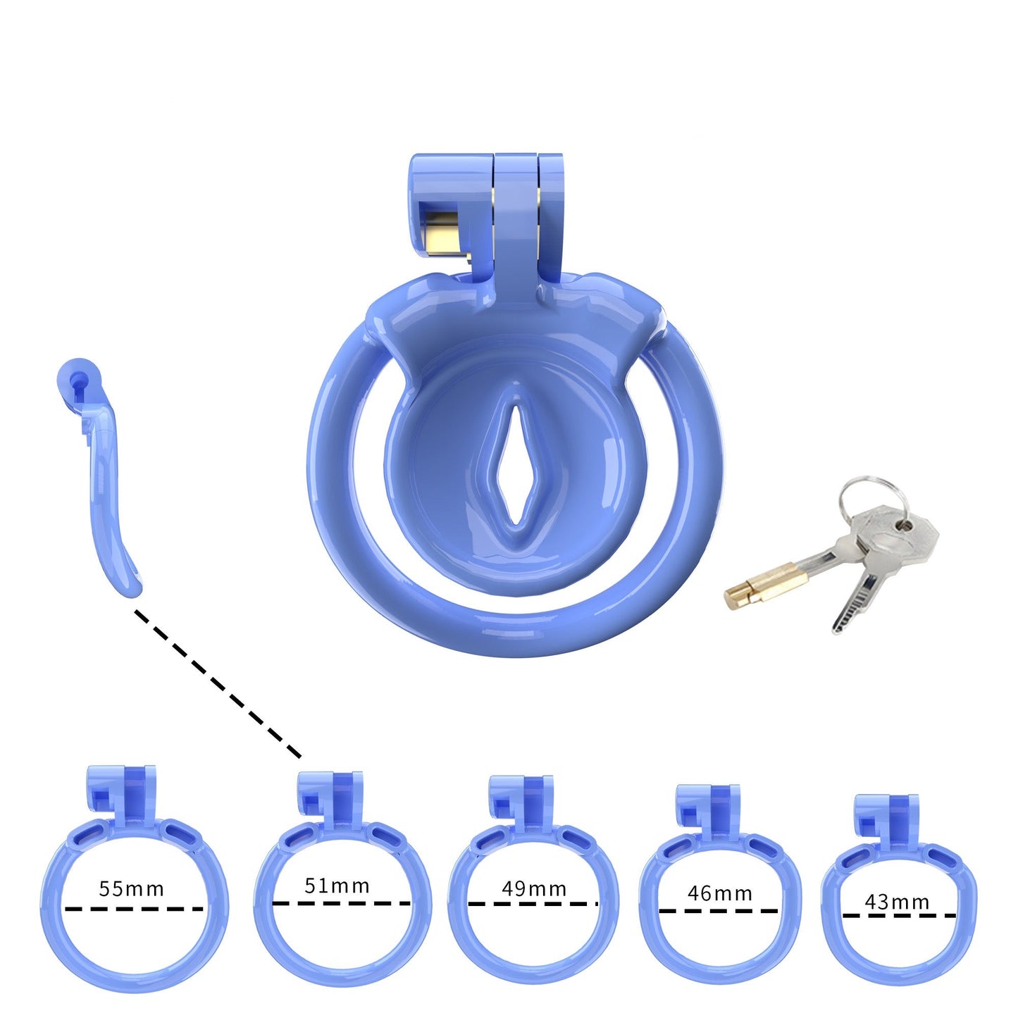 Ultra Small Sissy Negative Chastity Cage with 5 Size Rings - ChastityBondage