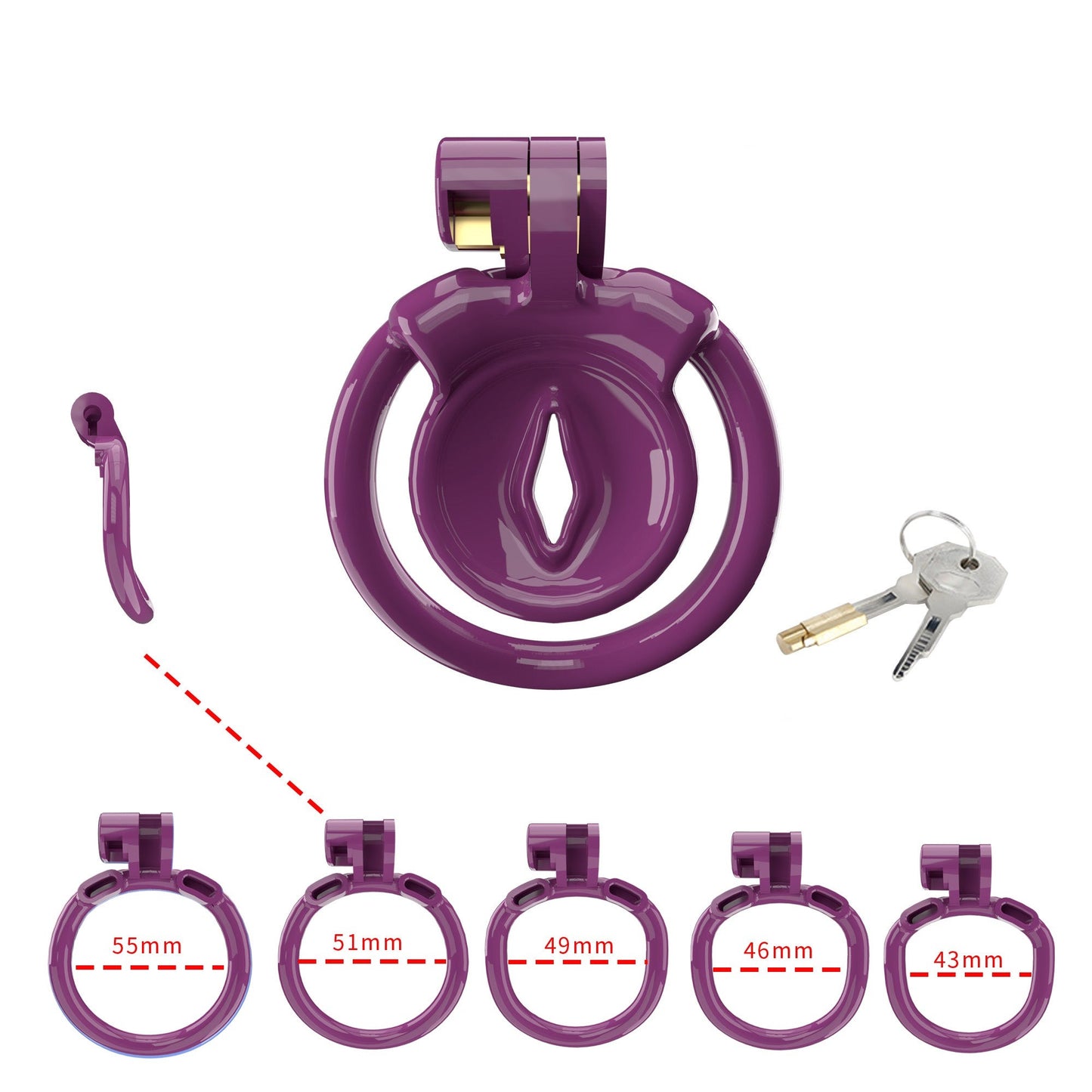 Ultra Small Sissy Negative Chastity Cage with 5 Size Rings - ChastityBondage