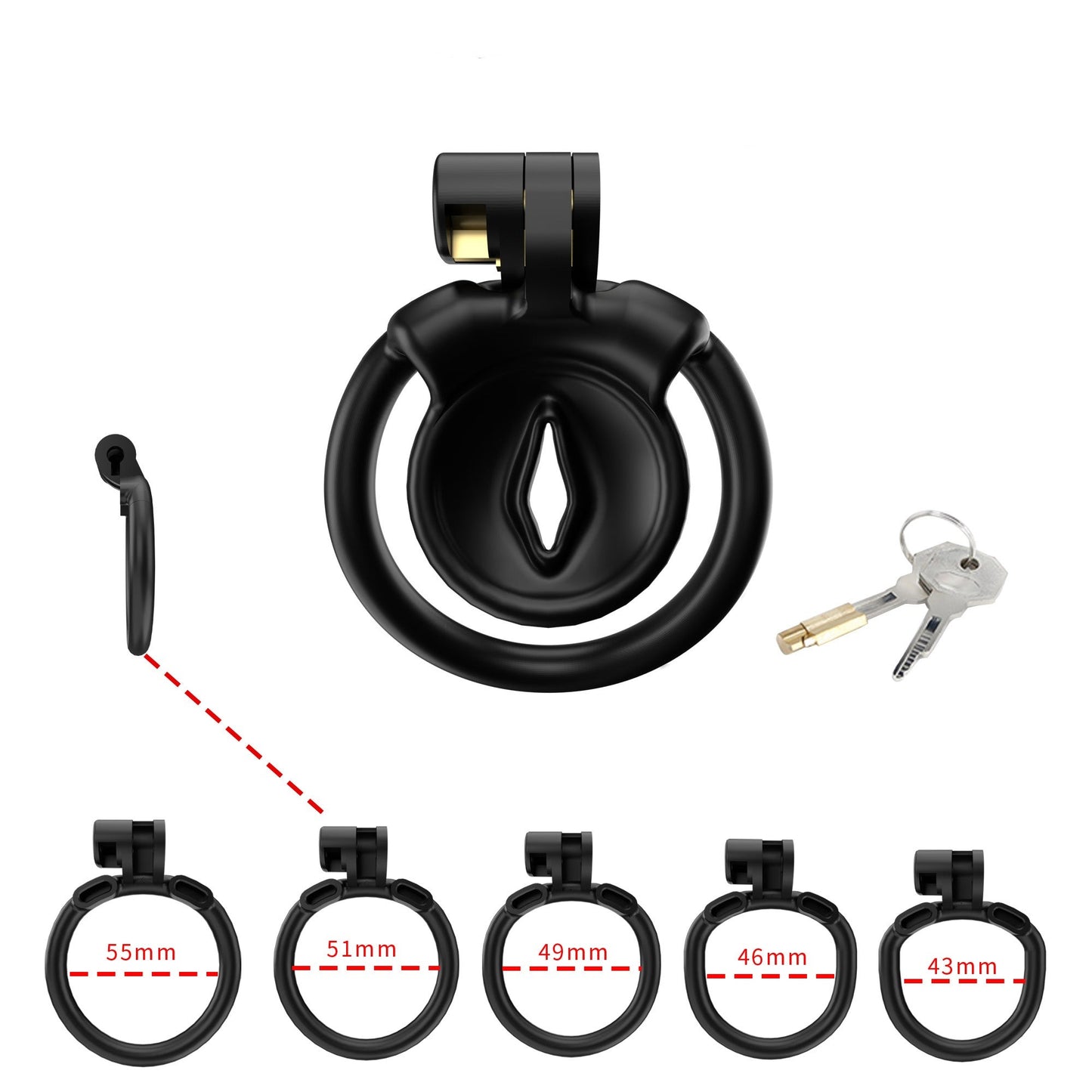 Ultra Small Sissy Negative Chastity Cage with 5 Size Rings - ChastityBondage
