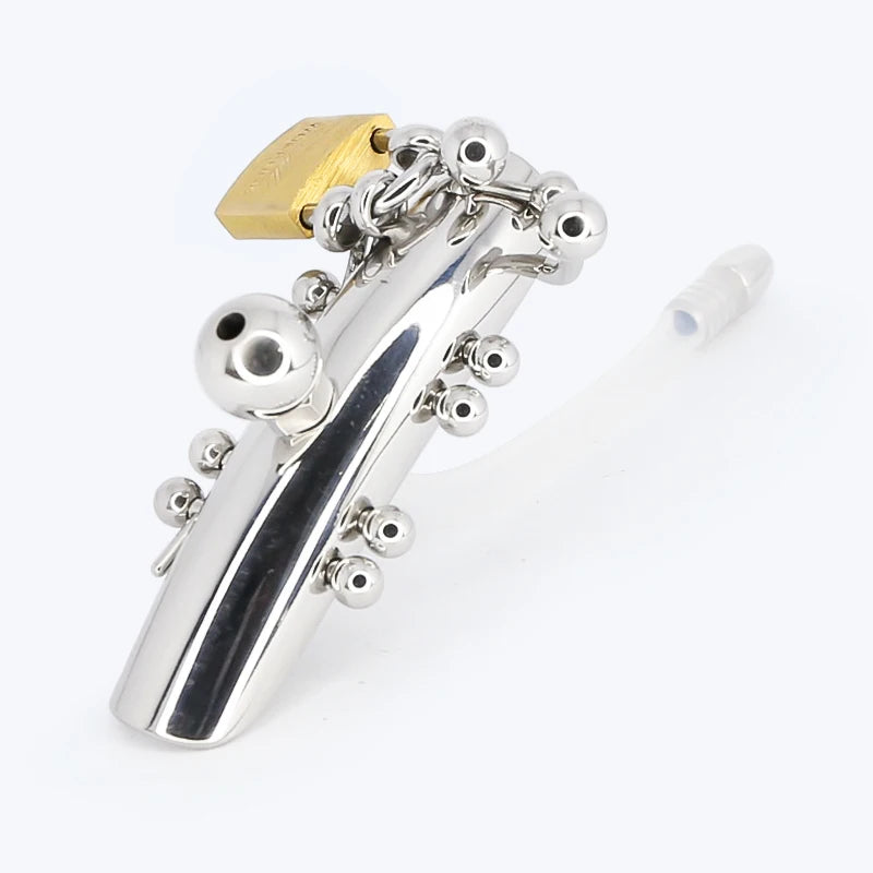 Female Chastity Lock with Urethral Catheter Labia and Charistinga Piercing Lips - ChastityBondage