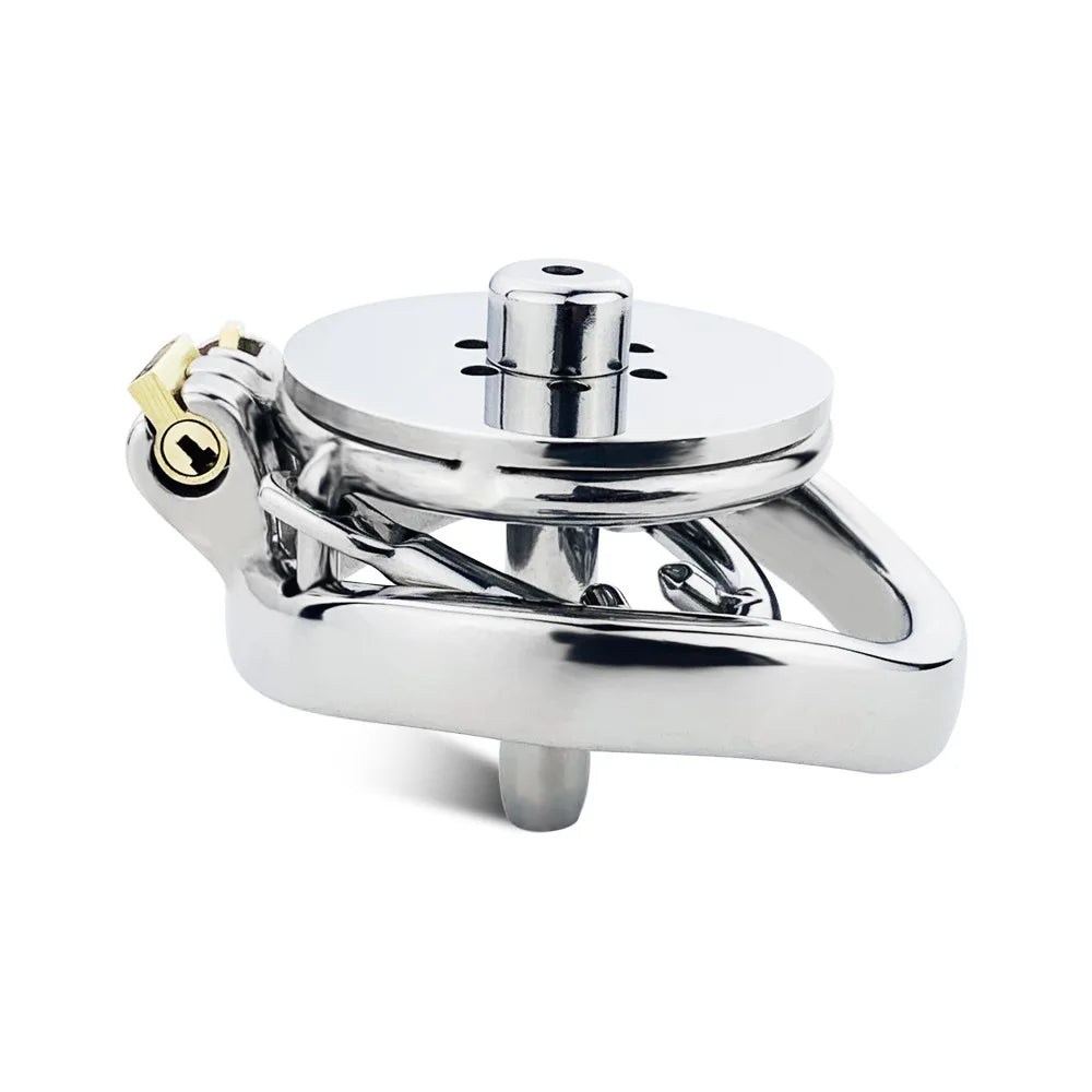 flat chastity cage with metal catheter