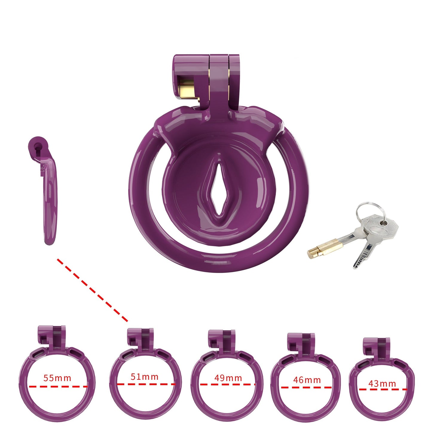 Ultra Small Sissy Negative Chastity Cage with 5 Size Rings - ChastityBondage