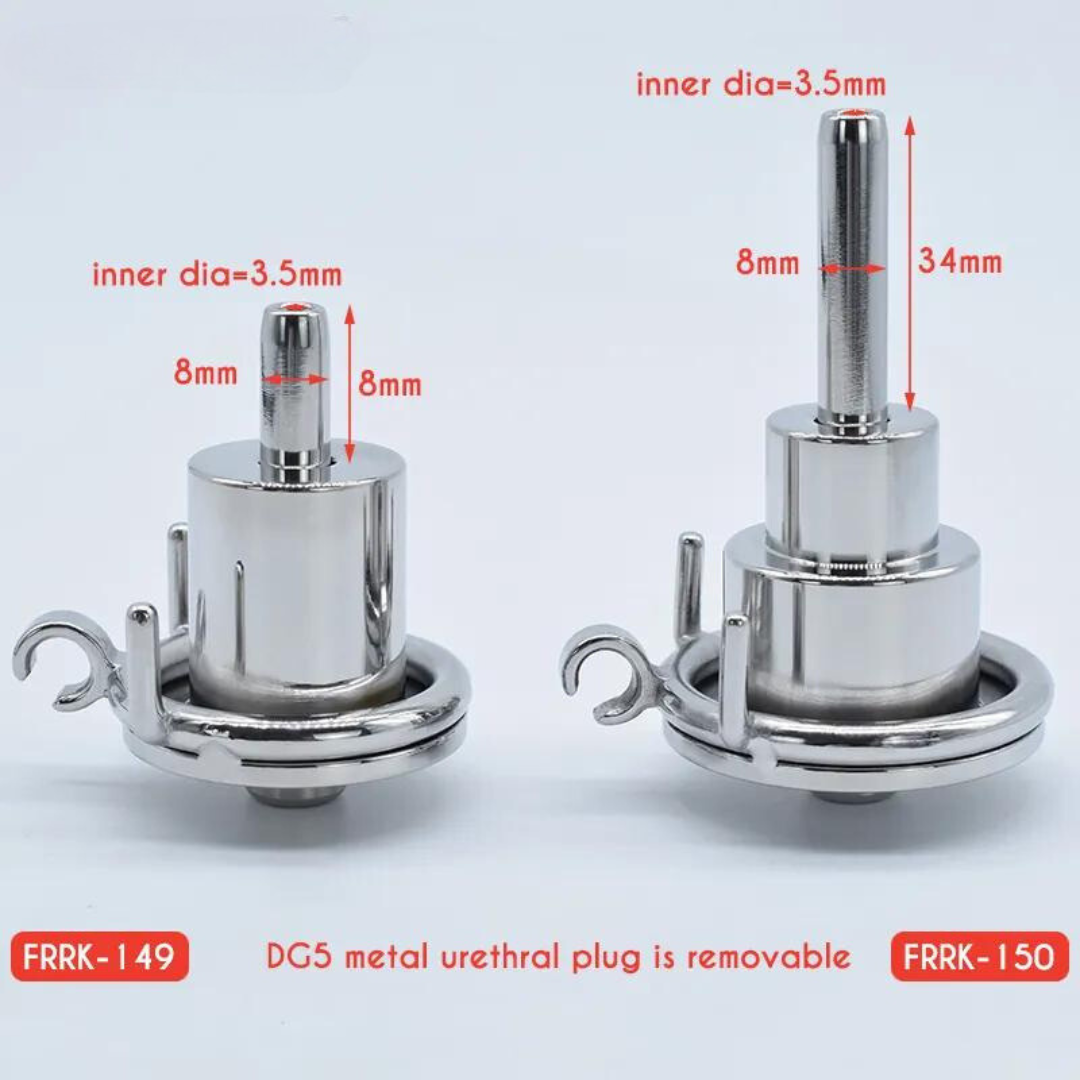 Stainless Steel Flat Inverted Chastity Cage with a Removable Catheter - ChastityBondage