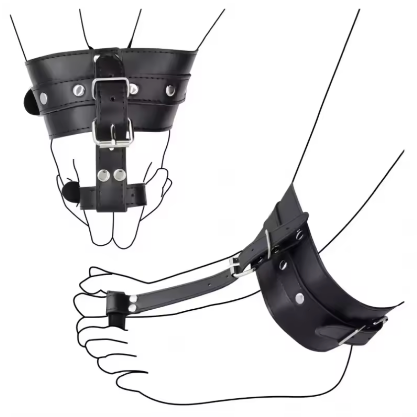 BDSM Bondage Cuffs for Hands or Ankles with Thumb & Toe Restraints