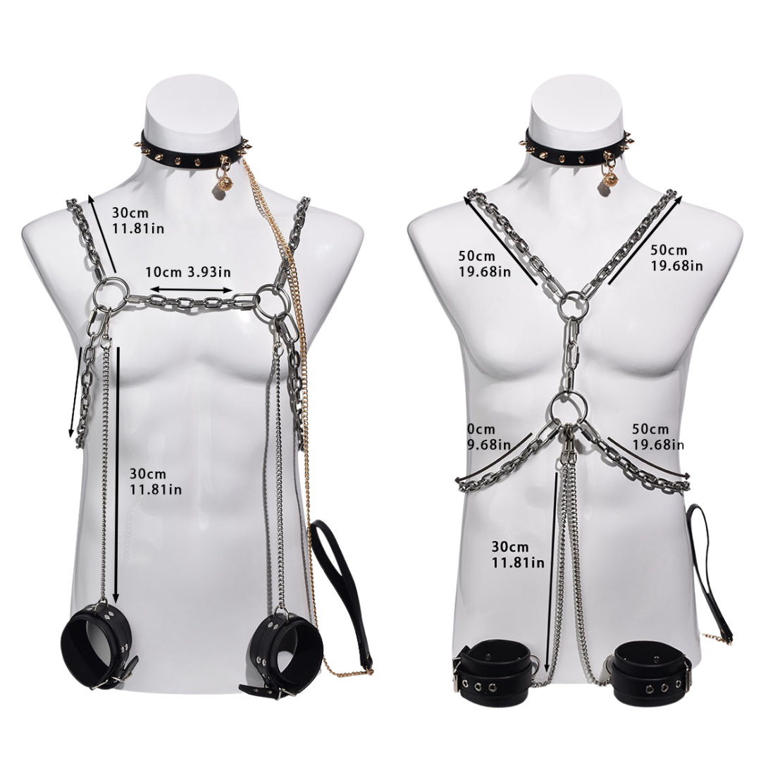 Men's Leather Bondage Corset Sexy Metal Harness for Adult Fetish Play – ChastityBondage