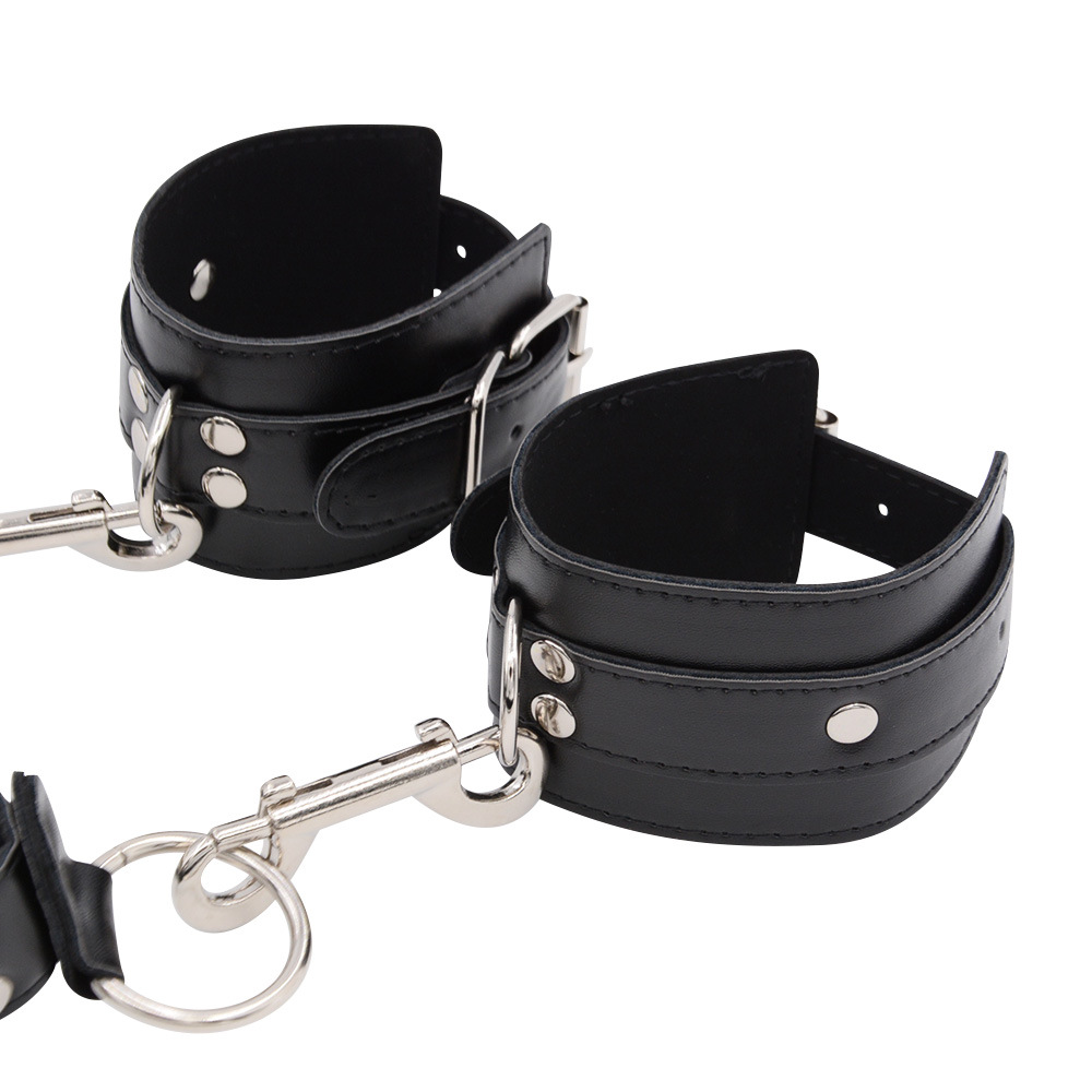Harness Restraint Male Chastity Belt with Handcuffs PU Leather Bondage Gear