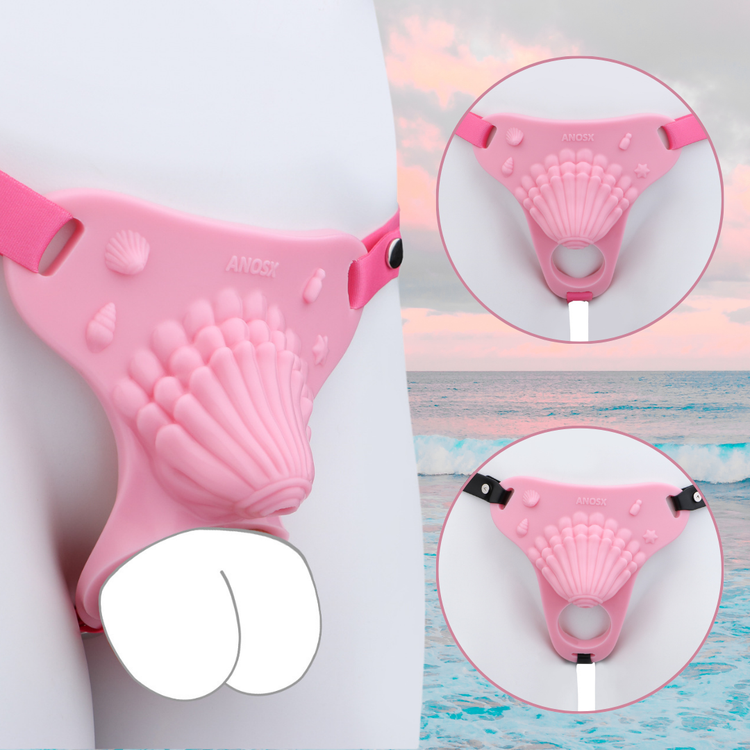 Pink Silicone Seashell Sissy Chastity Cage โ Cute Cock Cover Belt