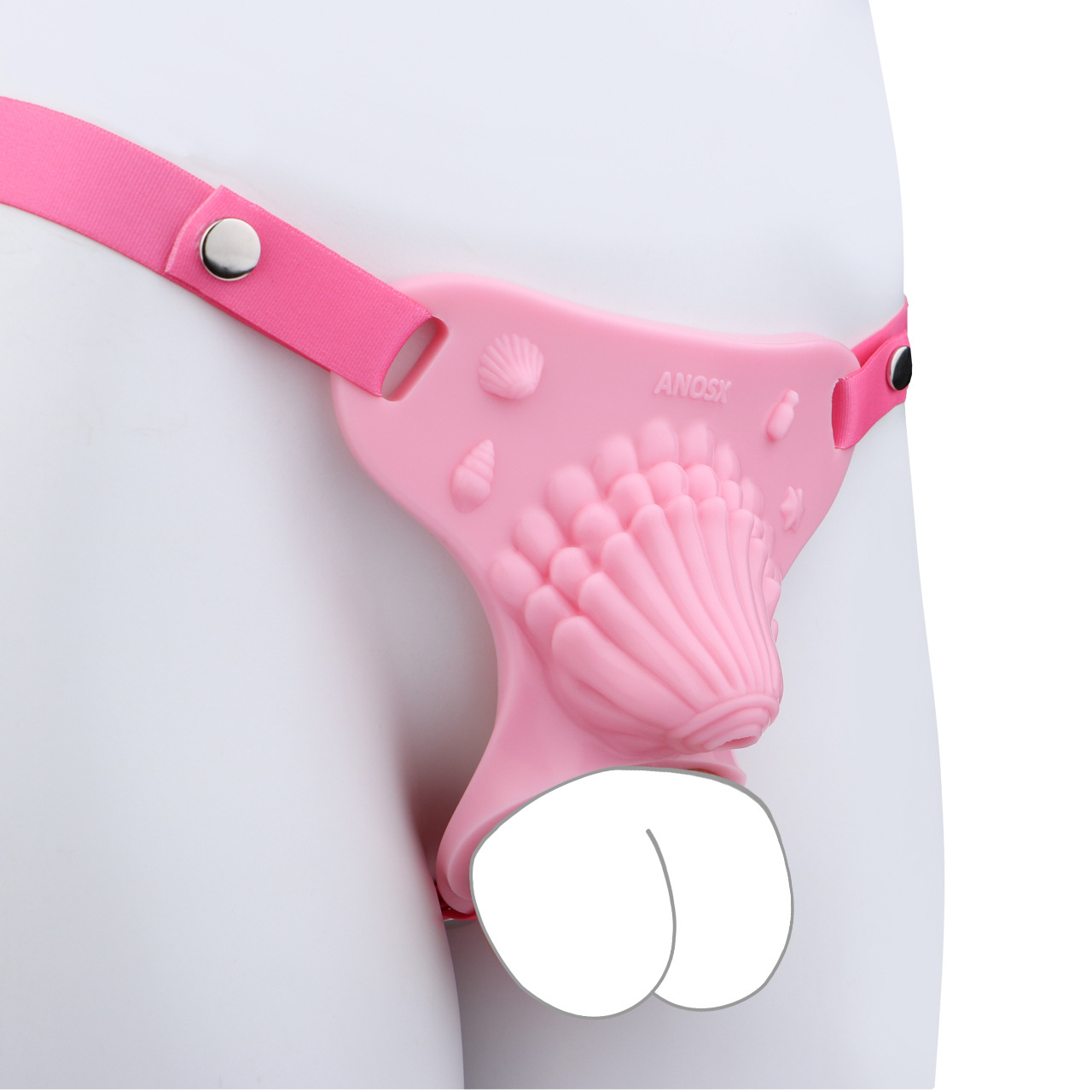 Pink Silicone Seashell Sissy Chastity Cage โ Cute Cock Cover Belt