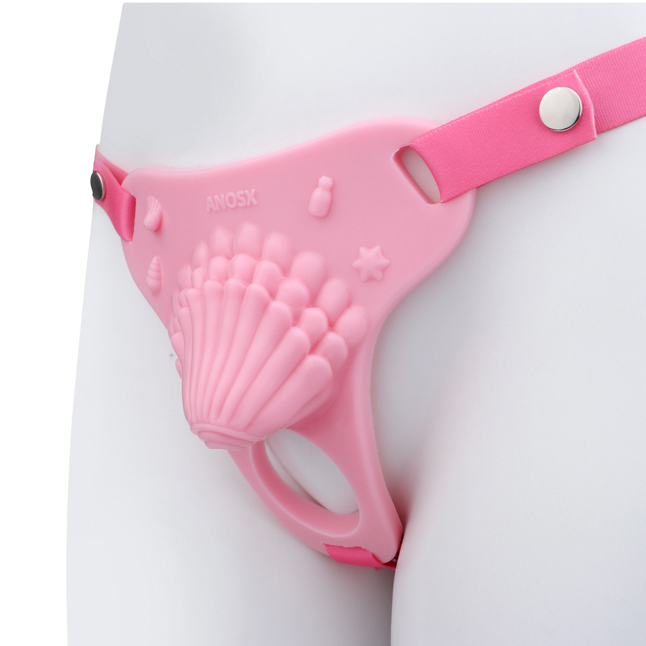 Pink Silicone Seashell Sissy Chastity Cage โ Cute Cock Cover Belt