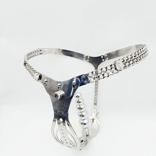 Metal Chastity Belt For Women with Removable Viginal and Anal Plugs - ChastityBondage
