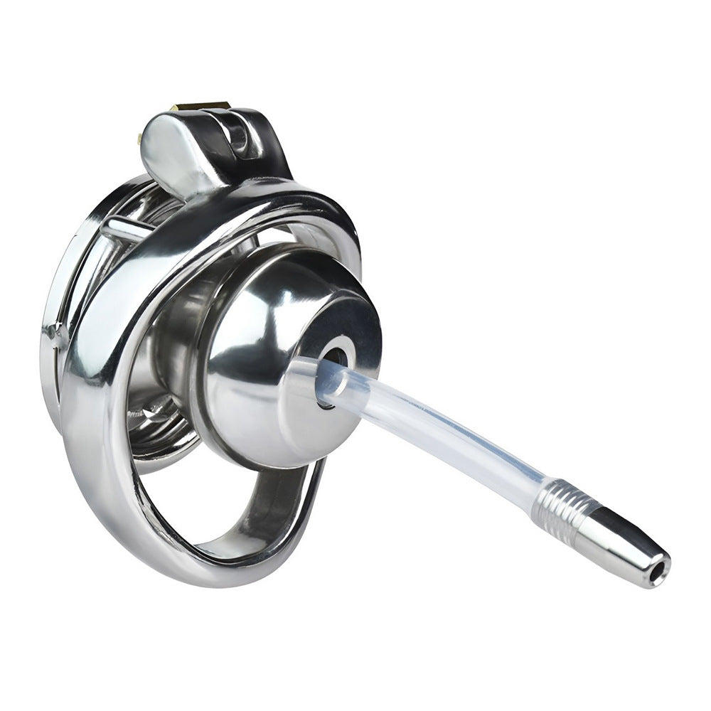 Micro Inverted Chastity Cage with Detachable Silicone Catheter Butterfly Small Cock Lock for Sissy