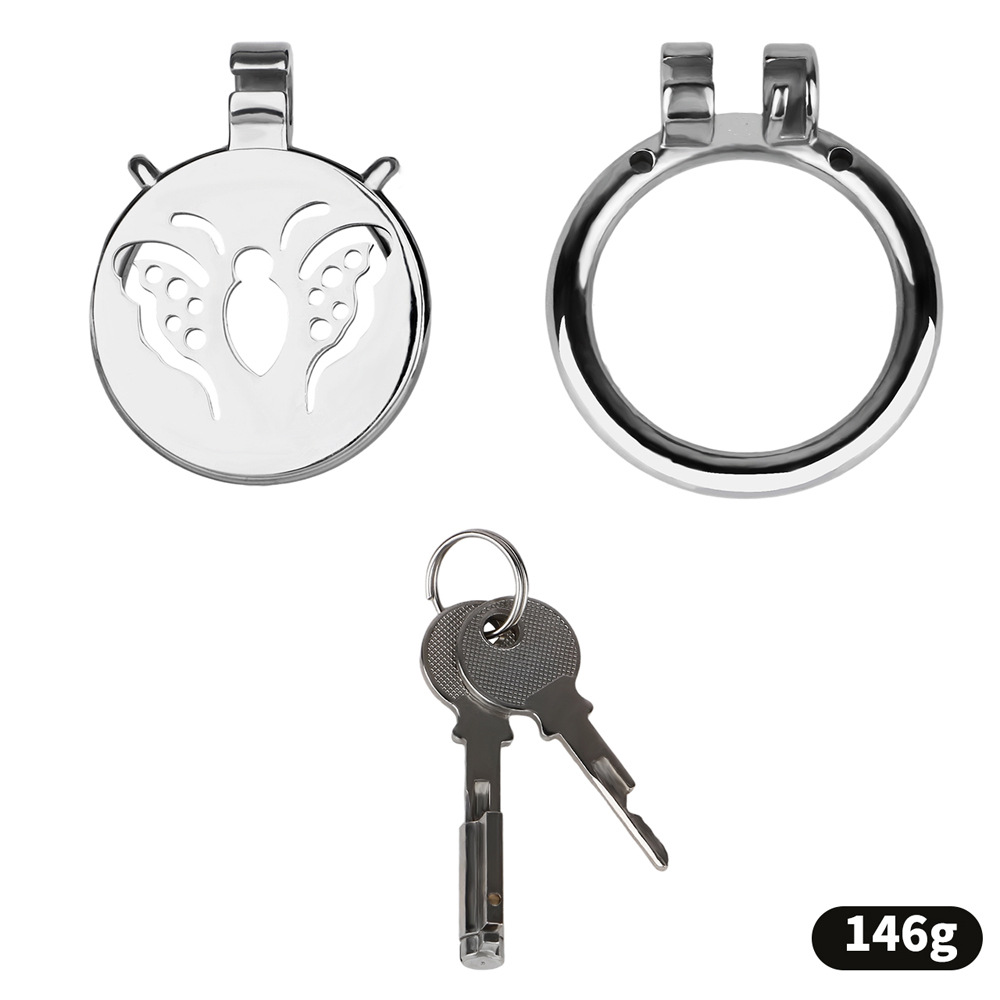 Metal Flat Butterfly Chastity Cage Small Micro Cock Lock for Men Sissy