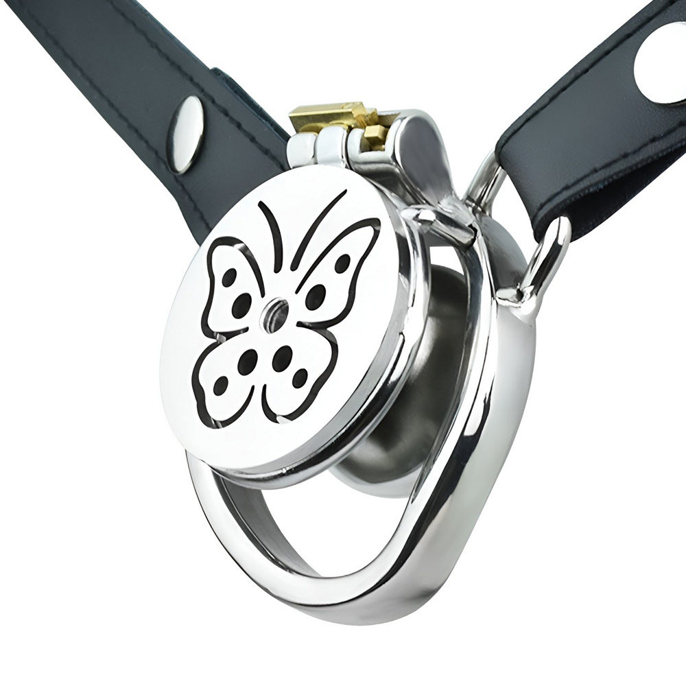 micro Inverted Chastity Cage with PU belt small Negative Cock Cage Chastity Belt For Men with Silicone Urethral Catheter