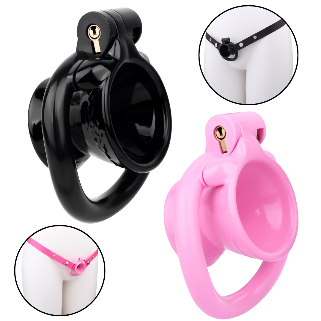 Resin Negative Chastity Cage – Black & Pink