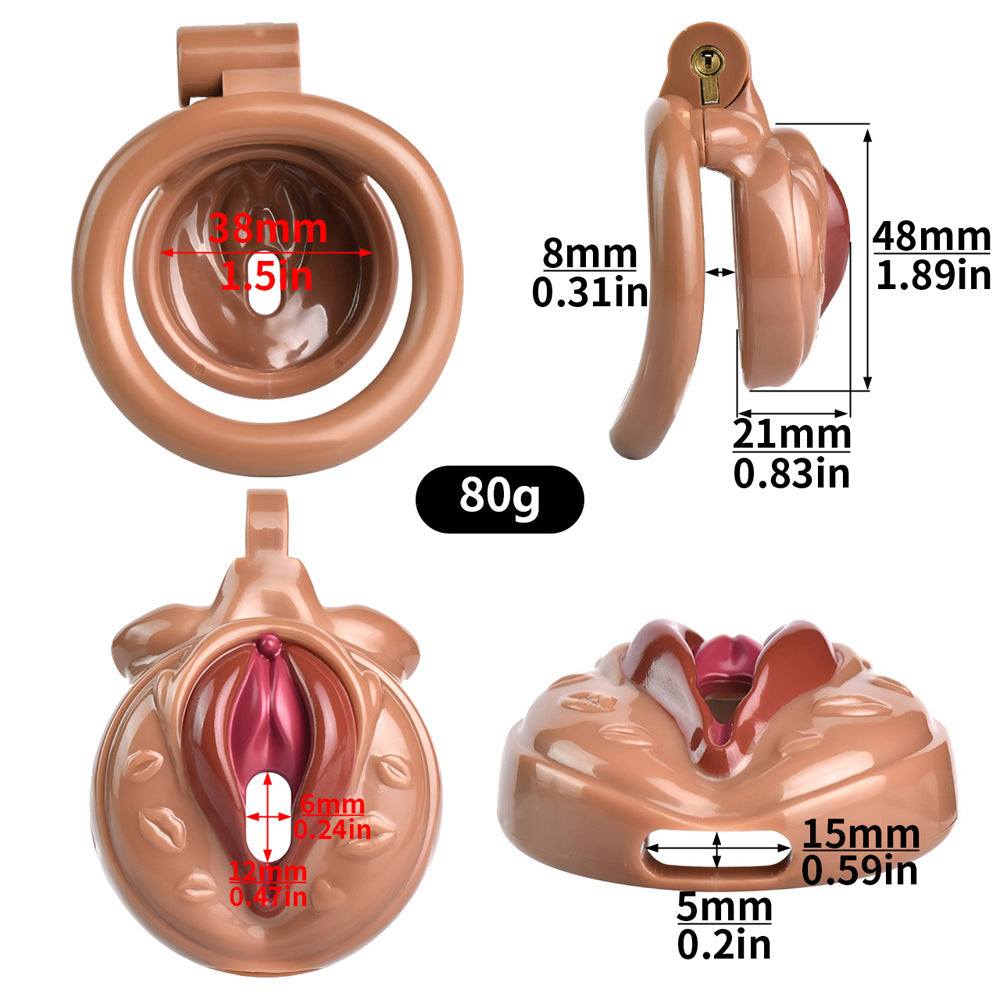 Realistic Pussy Chastity Cage For Sissy Flat CockCage Nude/Pink/Black/White