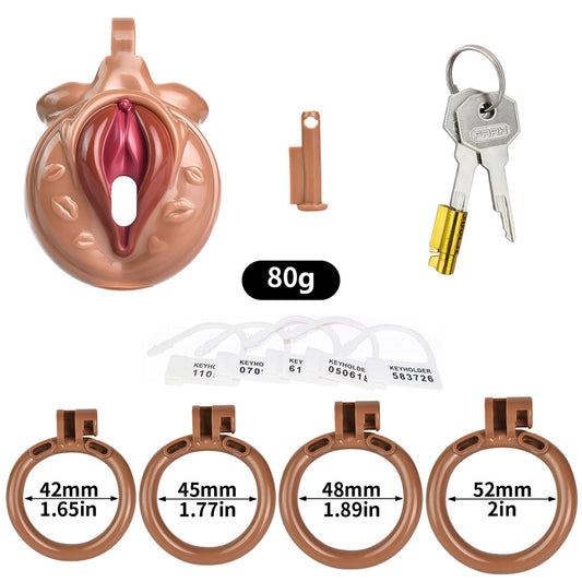 Realistic Pussy Chastity Cage For Sissy Flat CockCage Nude/Pink/Black/White