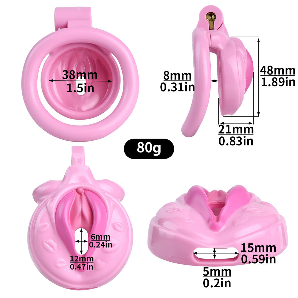 Realistic Pussy Chastity Cage For Sissy Flat CockCage Nude/Pink/Black/White