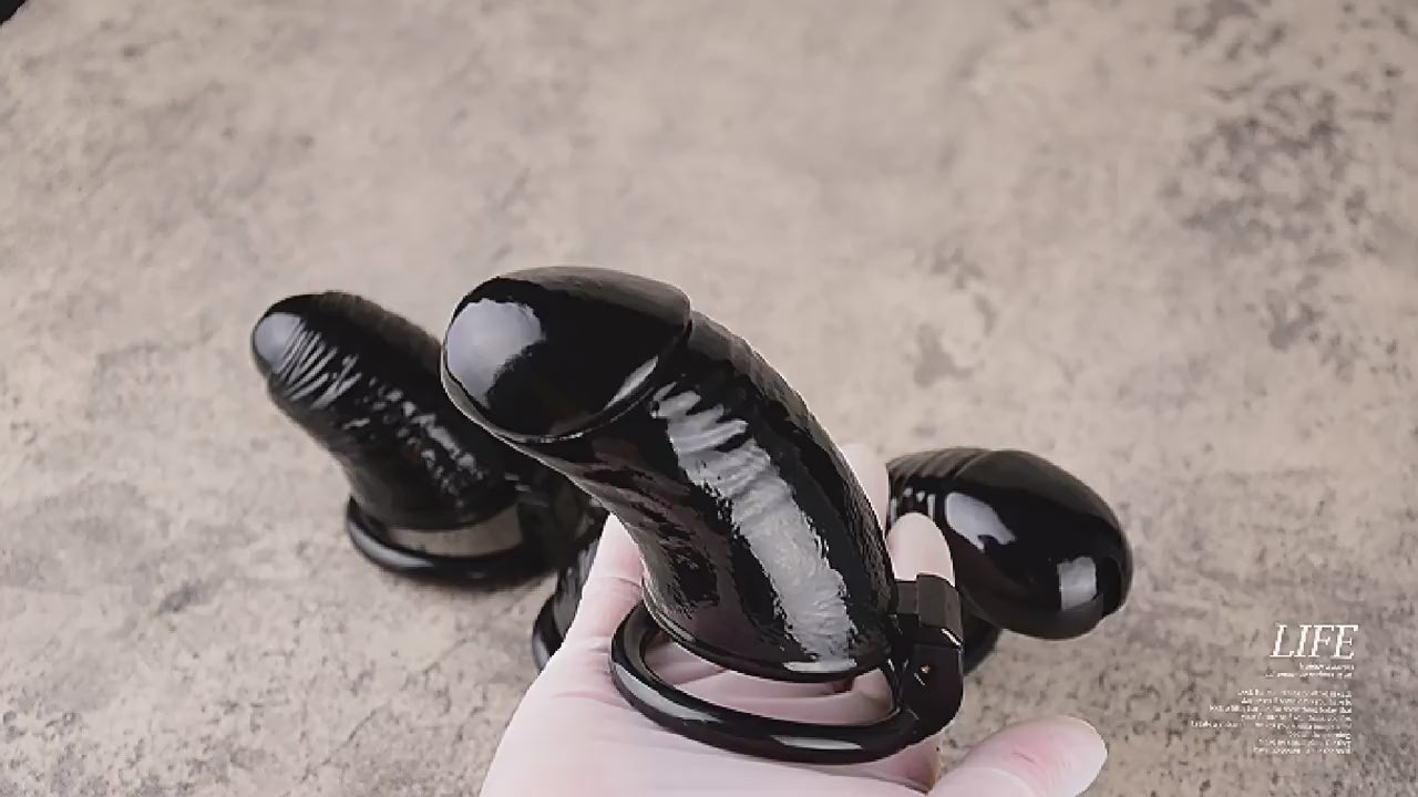 3D Printed Realistic Black Cock Cage Penis Sleeve Resin Chastity Cage