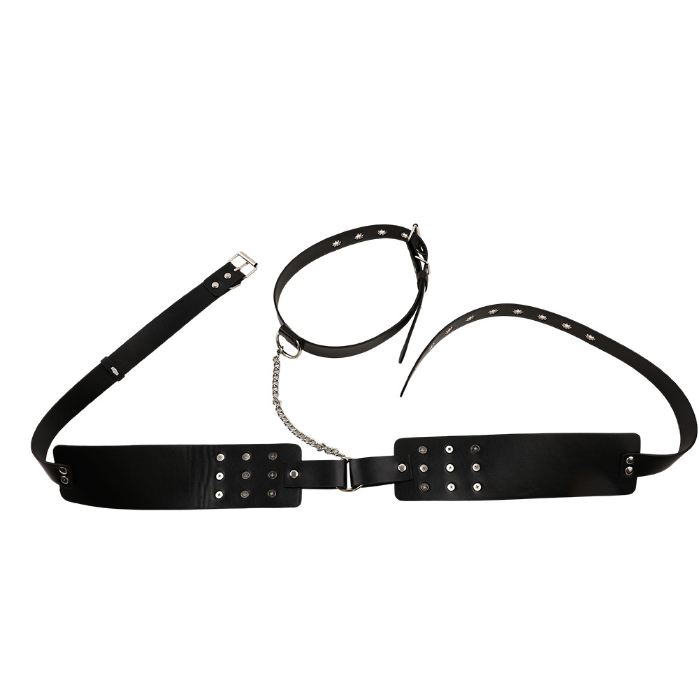 PU Leather Bondage Bra with Spiked Rivets Nipple Clamp Fetish Bra Lingerie Harness