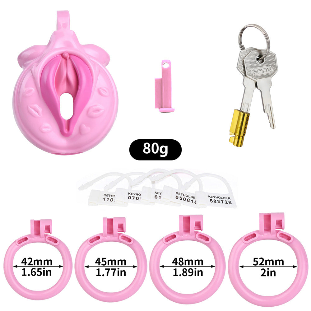 Realistic Pussy Chastity Cage For Sissy Flat CockCage Nude/Pink/Black/White