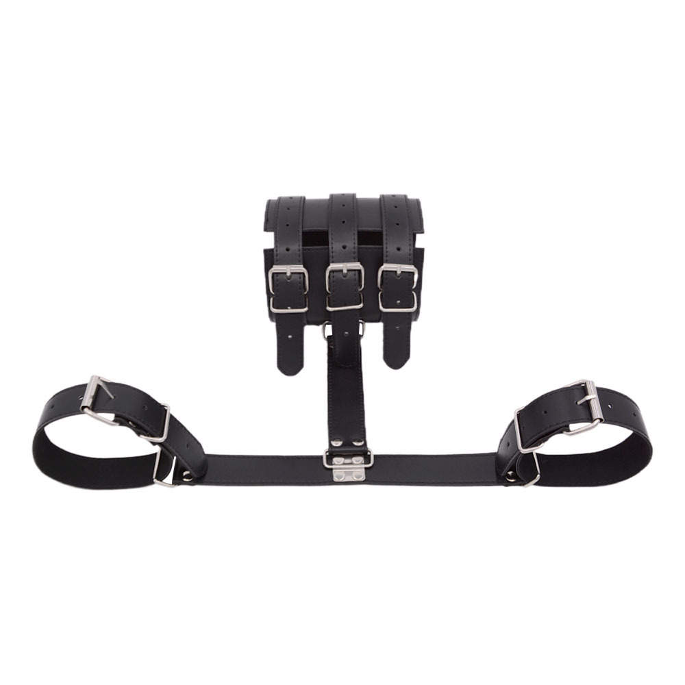 BDSM Arm Bondage Gear PU Leather Harness Slave Training Handcuffs