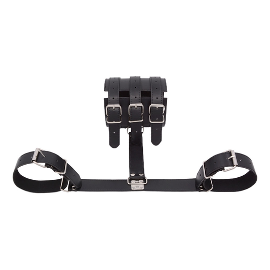 BDSM Arm Bondage Gear PU Leather Harness Slave Training Handcuffs