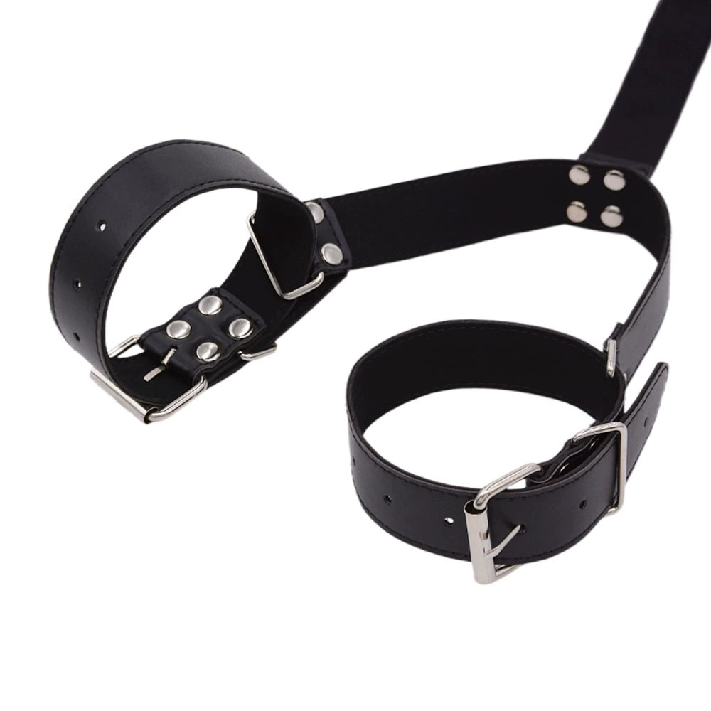 BDSM Arm Bondage Gear PU Leather Harness Slave Training Handcuffs