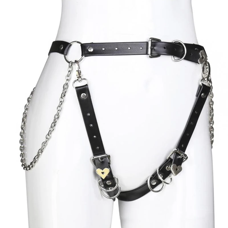 PU-Leder Damen Keuschheitsgürtel Bondage Kette Höschen