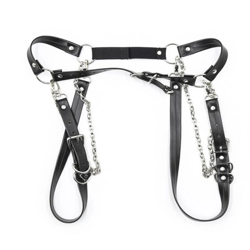 PU-Leder Damen Keuschheitsgürtel Bondage Kette Höschen