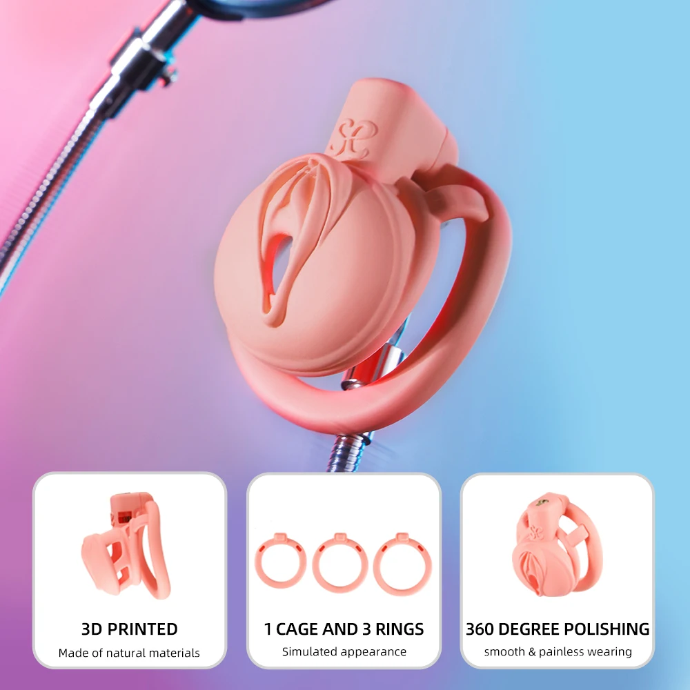Light Pink Sissy Clit Chastity Cage Small 3D Printed Pussy Cock Cage for Sissy and Crossdressers