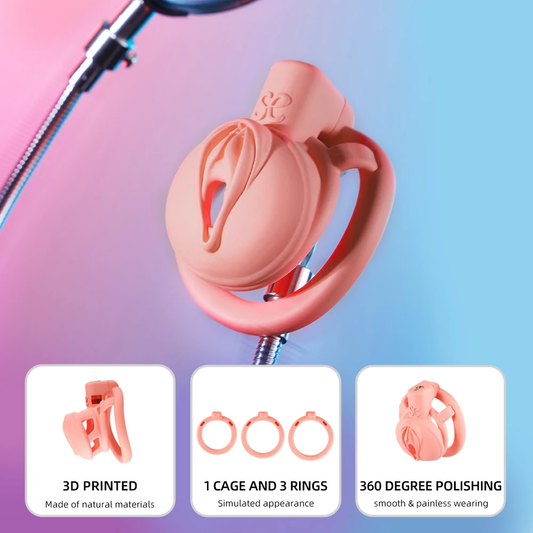 Light Pink Sissy Clit Chastity Cage Small 3D Printed Pussy Cock Cage for Sissy and Crossdressers