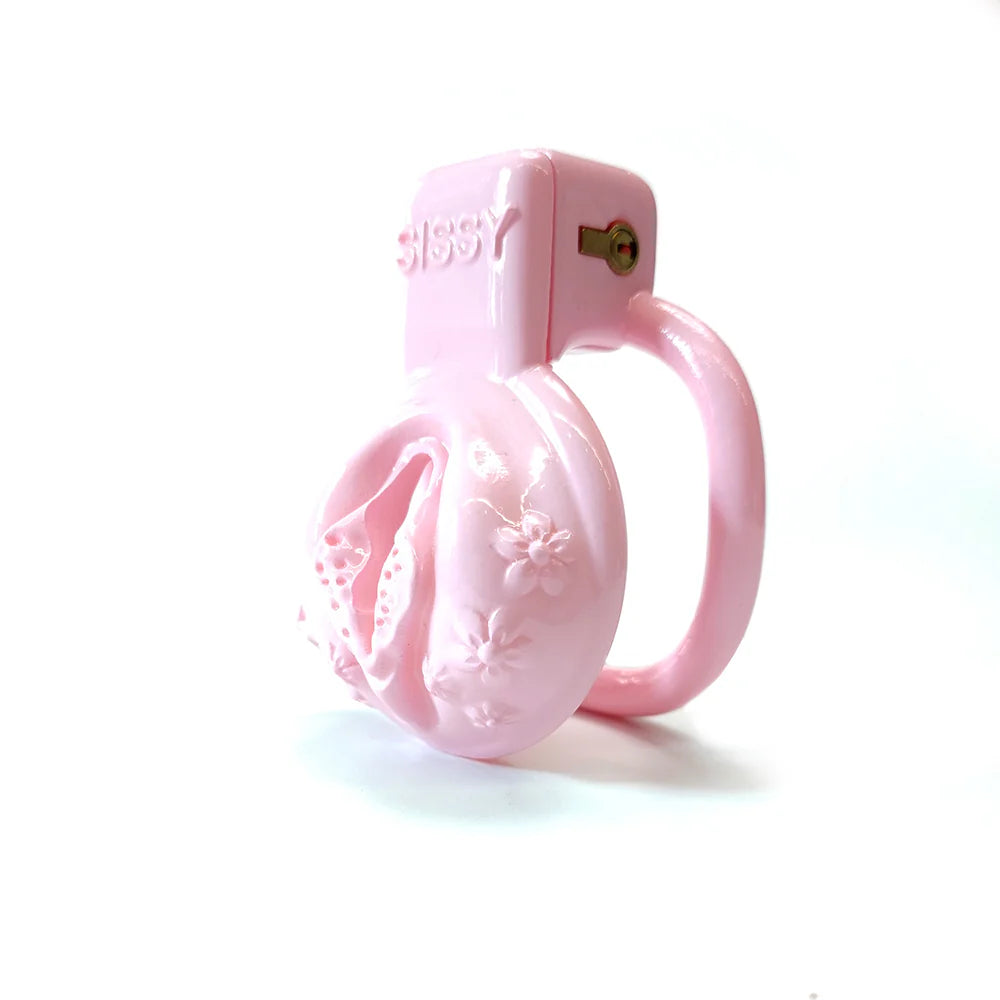 Sissy Chastity Cage - Jaula de pene vaginal con coño pequeño - Rosa