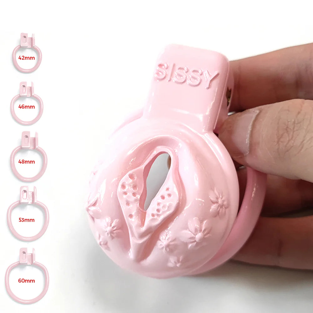 Sissy Chastity Cage - Small Pussy Vaginal Cock Cage - Pink - ChastityBondage