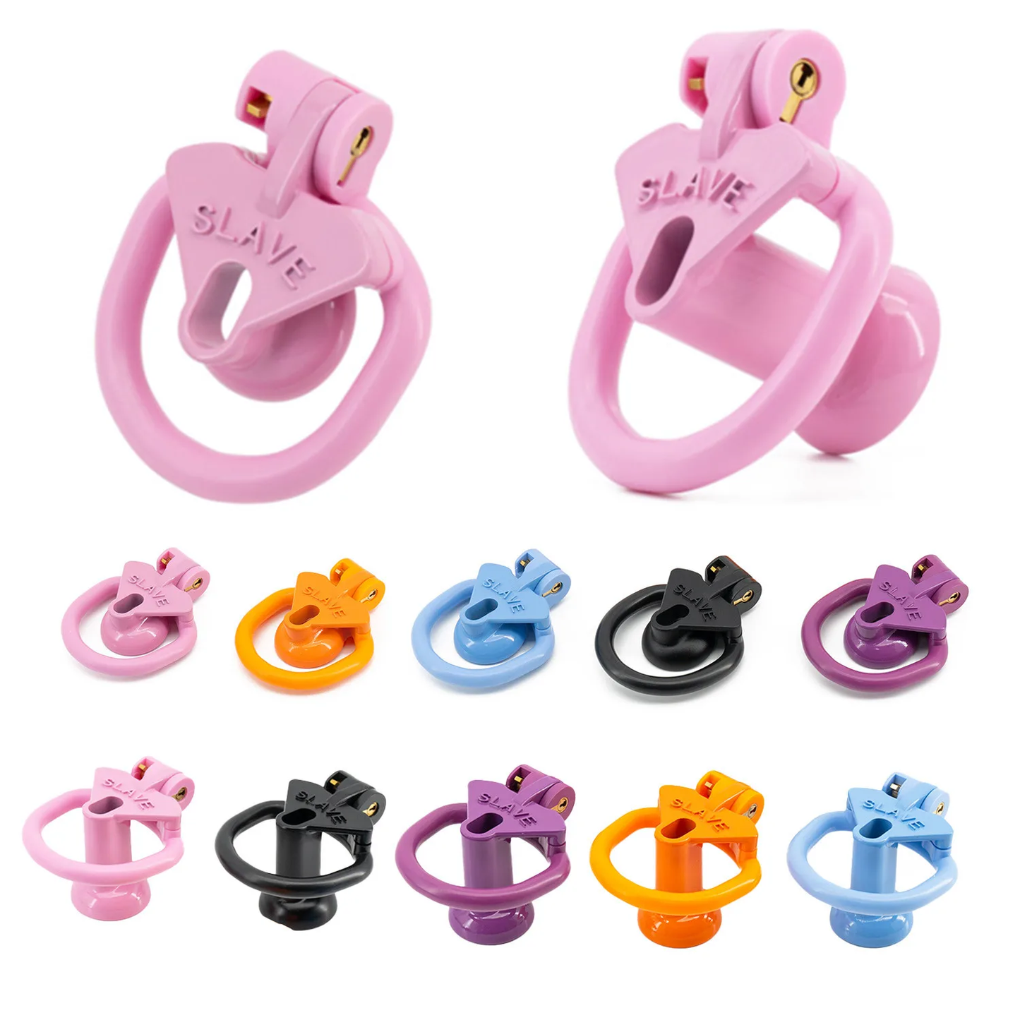 Plastic Small Inverted Chastity Cage with 4 Base Rings Sex Slave Negative Cock Cage