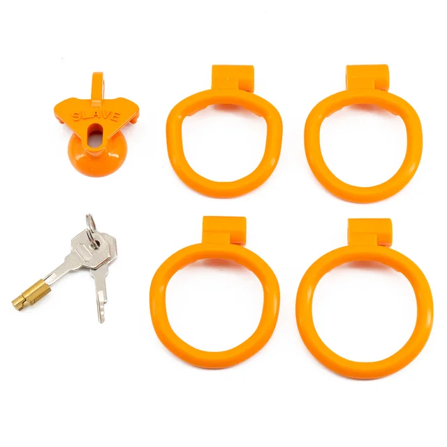 Plastic Small Inverted Chastity Cage with 4 Base Rings Sex Slave Negative Cock Cage