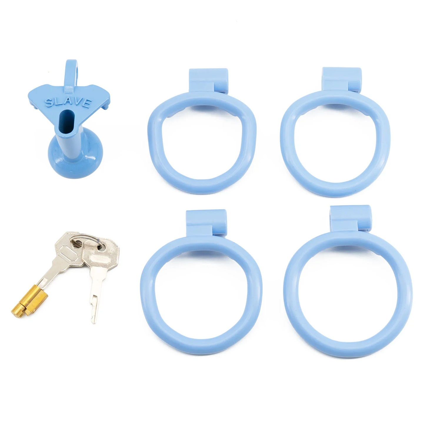 Plastic Small Inverted Chastity Cage with 4 Base Rings Sex Slave Negative Cock Cage