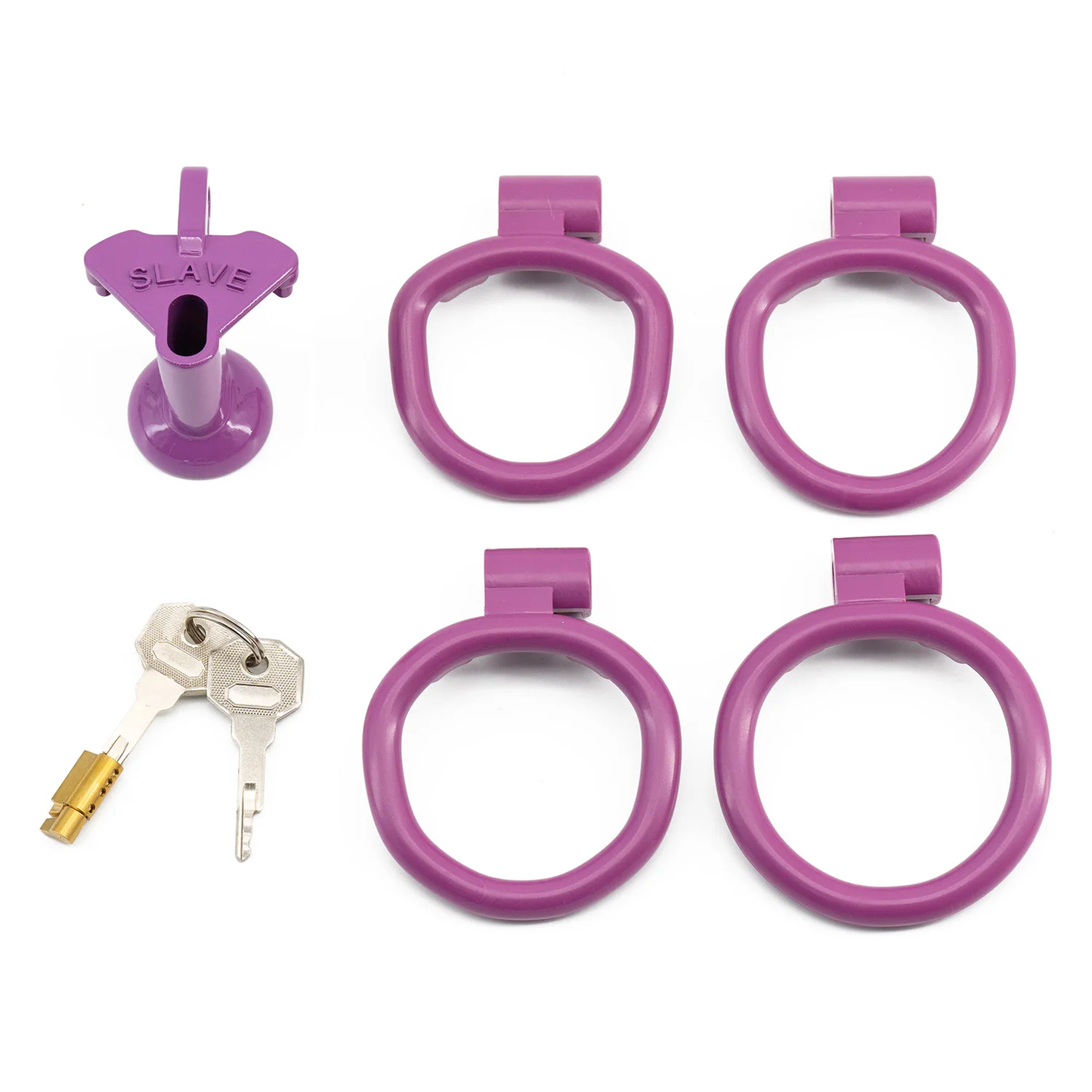 Plastic Small Inverted Chastity Cage with 4 Base Rings Sex Slave Negative Cock Cage