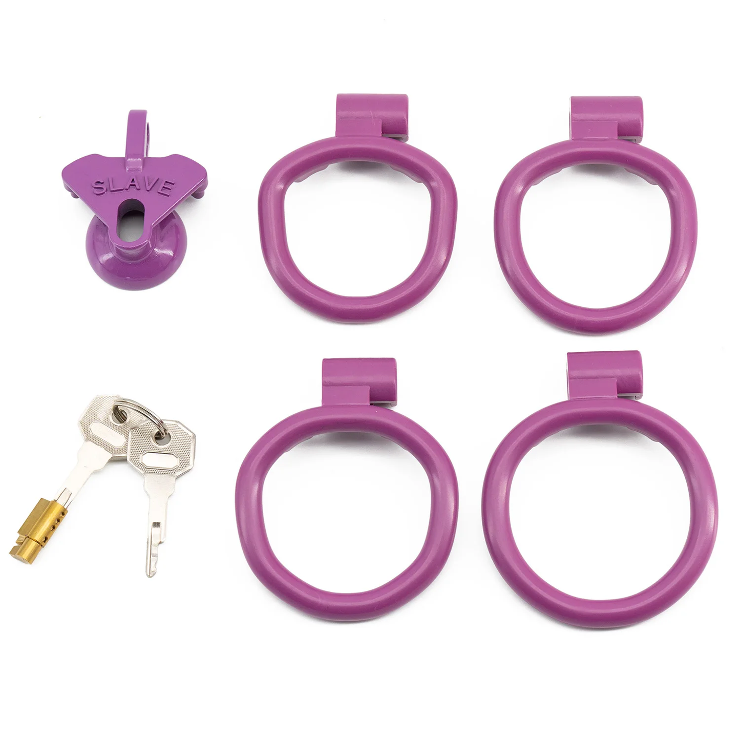 Plastic Small Inverted Chastity Cage with 4 Base Rings Sex Slave Negative Cock Cage