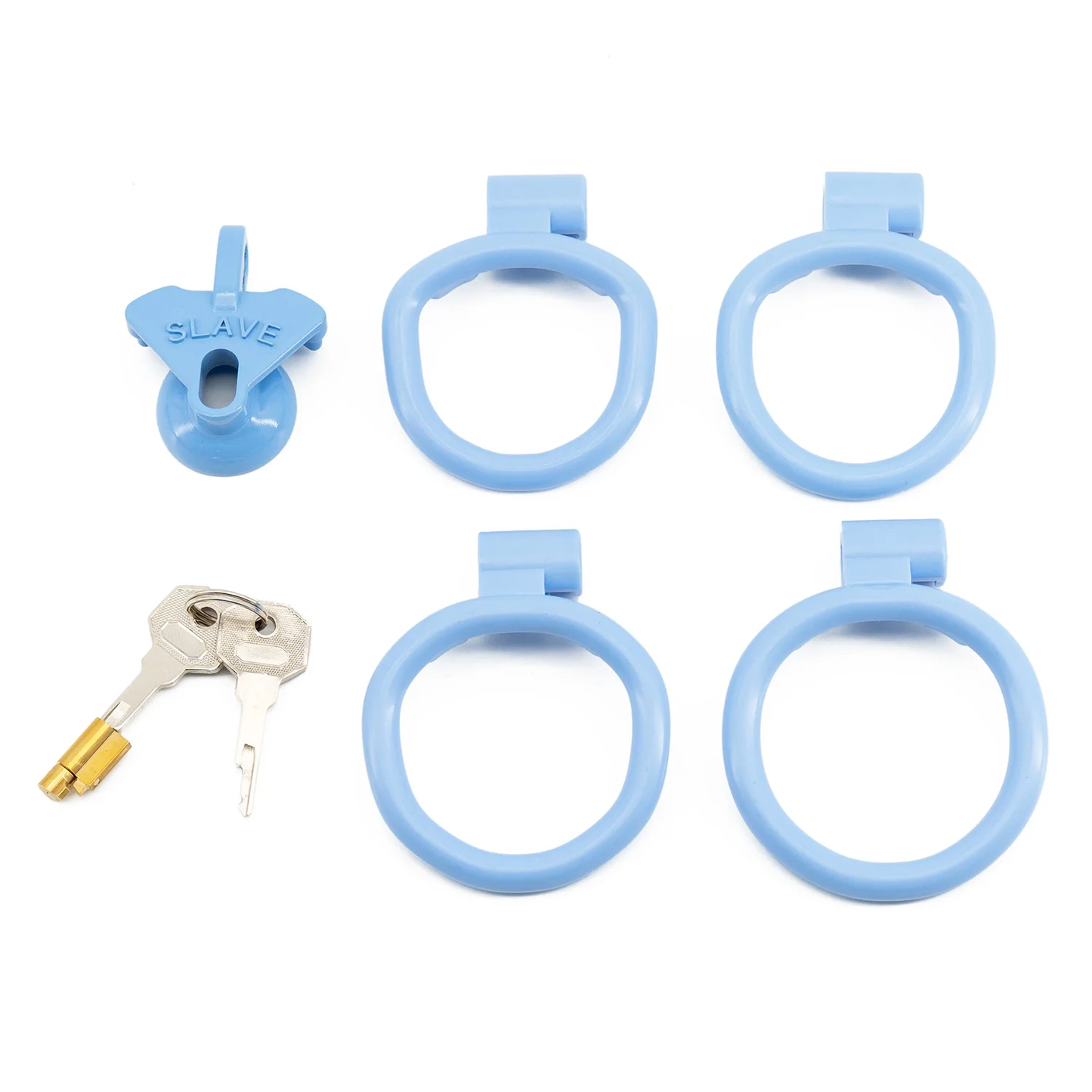 Plastic Small Inverted Chastity Cage with 4 Base Rings Sex Slave Negative Cock Cage