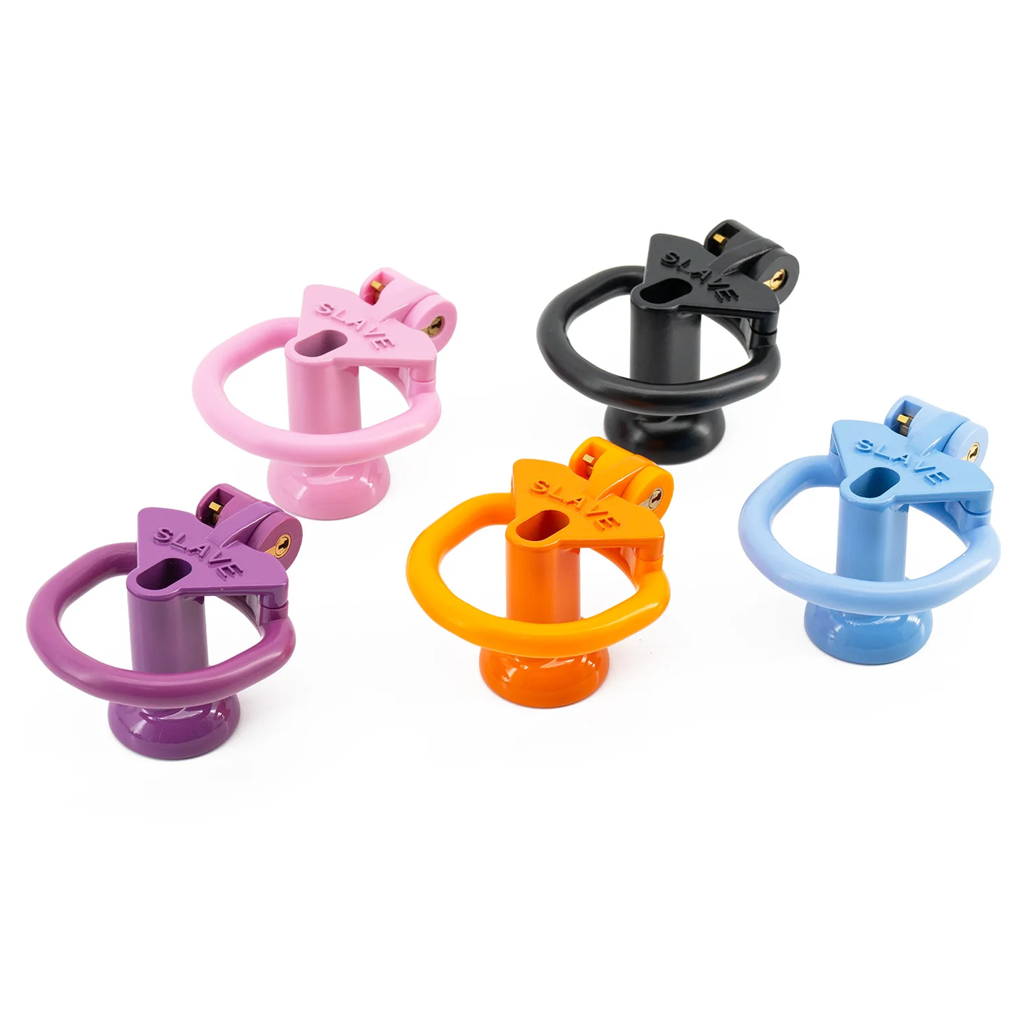Plastic Small Inverted Chastity Cage with 4 Base Rings Sex Slave Negative Cock Cage