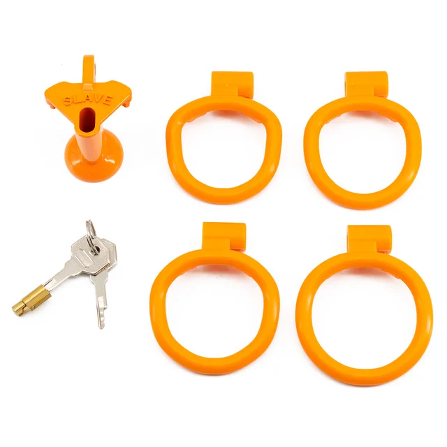 Plastic Small Inverted Chastity Cage with 4 Base Rings Sex Slave Negative Cock Cage