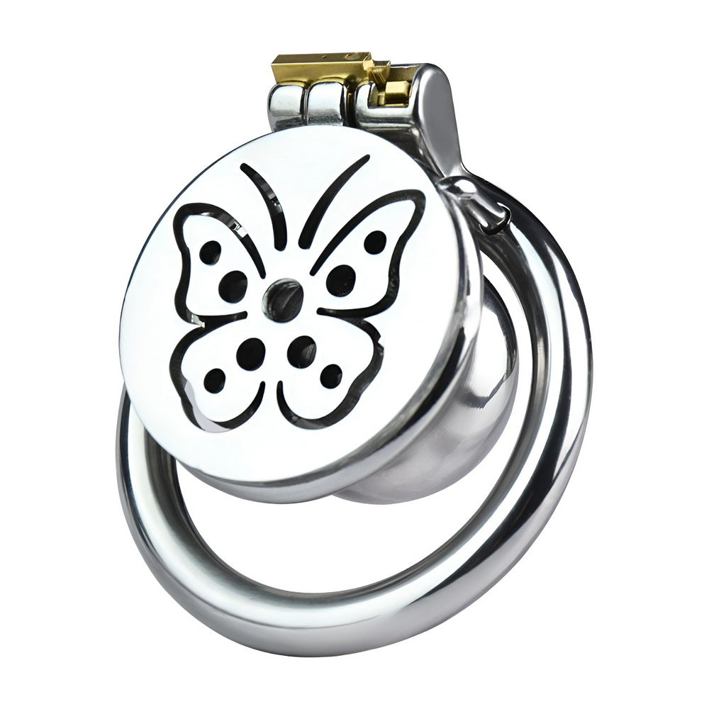 Micro Inverted Chastity Cage with Detachable Silicone Catheter Butterfly Small Cock Lock for Sissy