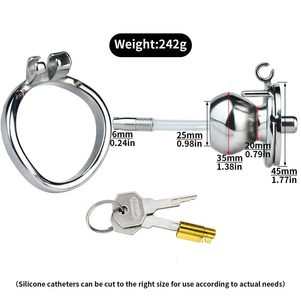 Micro Inverted Chastity Cage with Detachable Silicone Catheter Butterfly Small Cock Lock for Sissy