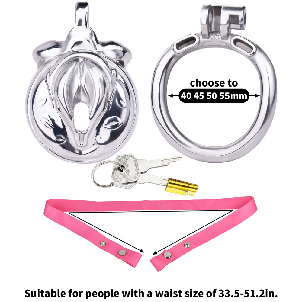 Metal Clit Chastity Cage for Sissy Mimicking Female Pussy Vagina Shape Chastity Device